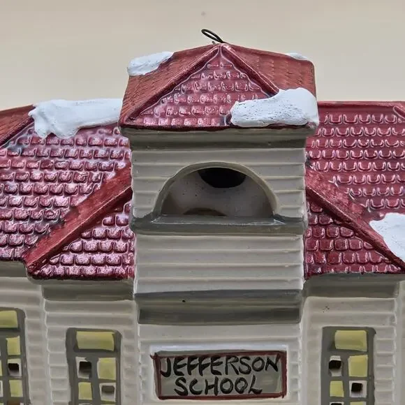 Department 56 Original Snow Village Jefferson School + Light Cord 5082-2 Retired - Picture 12 of 16